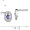 thumbnail image 4 of Sterling Silver Rhodium Plated Diamond & Tanzanite Oval Post Earrings (10 X 8) Made In Thailand qe9926tz, 4 of 5