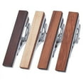 thumbnail image 1 of 4 Piezas de Clip de Corbata de Madera para Hombres, Barra de Corbata Natural, Pasador de Corbata de Madera Personalizado de Moda para Bodas, Aniversarios y Negocios, 1 of 7