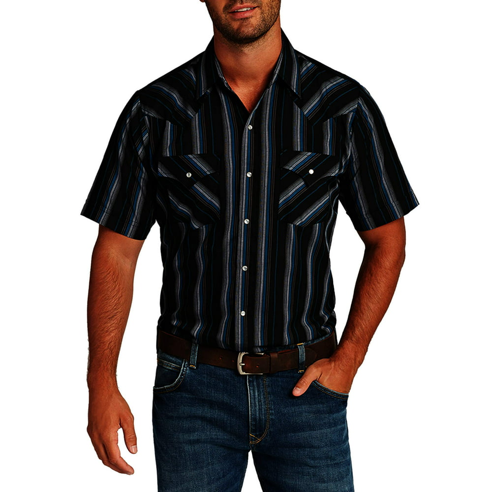Ely Cattleman Men's Short Sleeve Stripe Western Shirt - Walmart.com ...