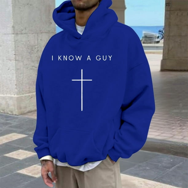 MHFRRA Sudadera con Capucha y Diseño de Jersey, Informal, Cómoda y Urbana para Creyentes Azul
