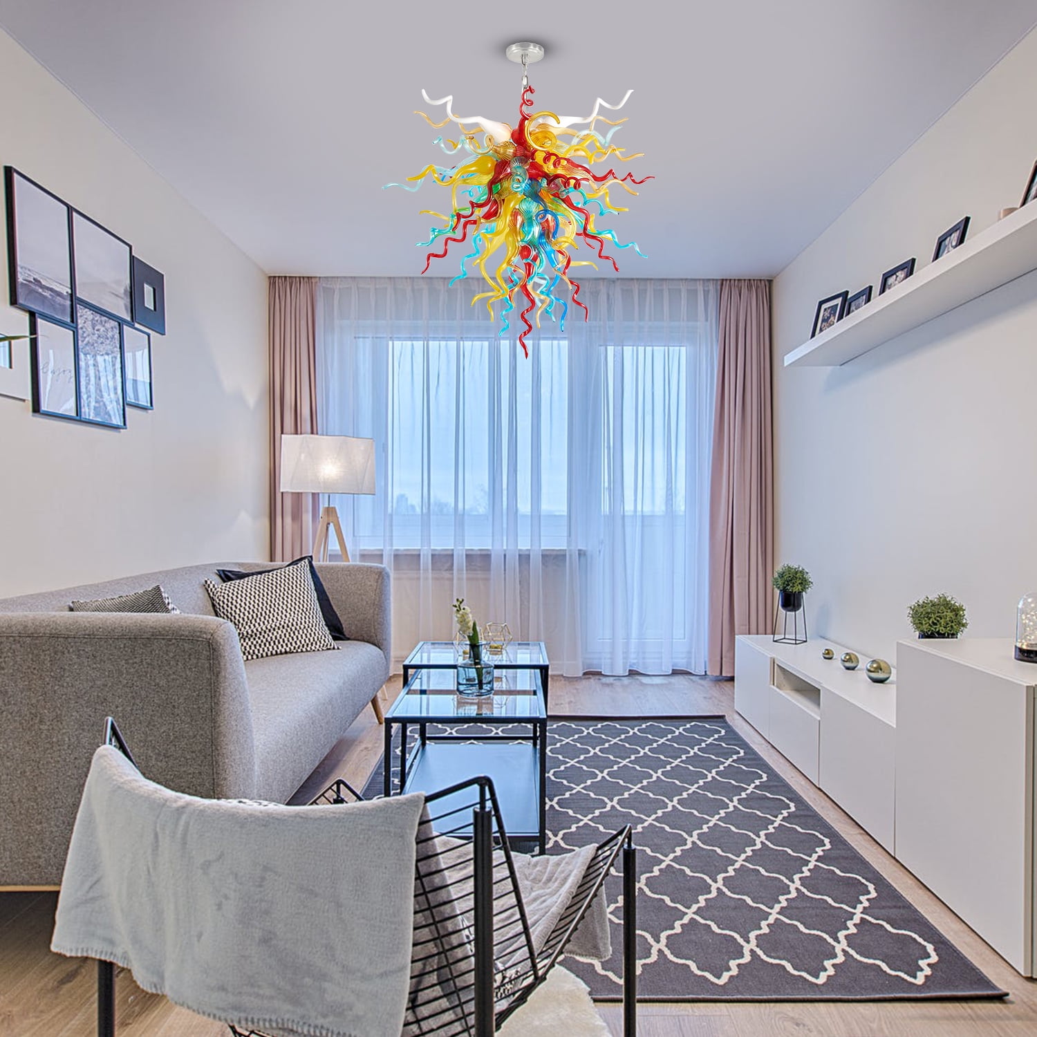 Mozing Modern Chandeliers Murano Glass Chandelier Light Fixture Led