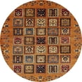 thumbnail image 1 of Ahgly Company Machine Washable Indoor Round Abstract Saffron Red Area Rugs, 4' Round, 1 of 7