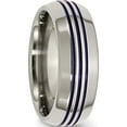 thumbnail image 4 of Titanium Polished Blue Ip 8.5mm Triple Grooved Beveled Edge Band (Size 8) Made In United States tb417-8, 4 of 5