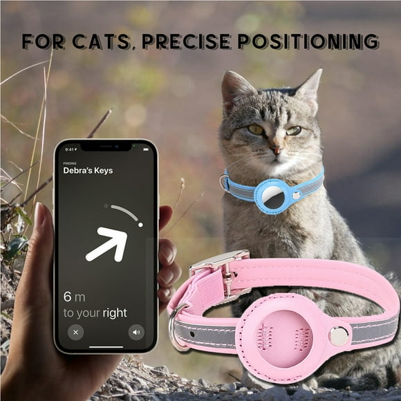 Neinkie Collier de Chat, Réfléchissant Airtag Collier de Chat avec Cloche et Silicone Étanche Airtag Étui Support Compatible avec Apple Airtag, Breakaway Sécurité Boucle Collier