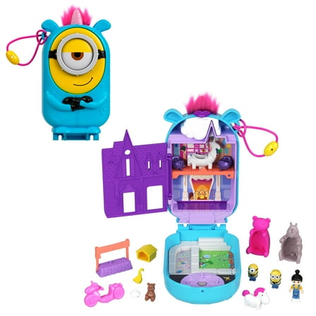 Polly Pocket Playset, Minions Compact with 9 Accessories, 1 Doll, 2 Minions and Unicorn Toy