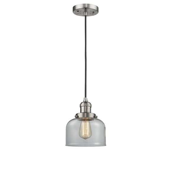Innovations 1-LT LED Large Bell 8" Mini Pendant - Brushed Satin Nickel - 201C-SN-G72-LED