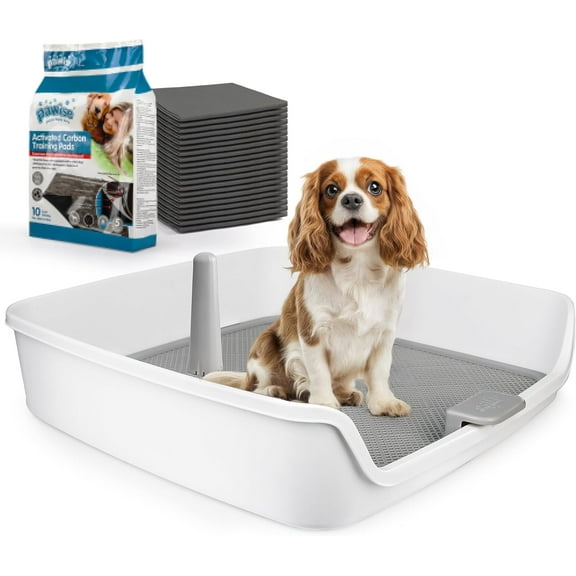 Dog Pee Pad Holder with Removable Post, 23.6" Indoor Dog Potty Training Tray, Puppy Toilet Litter Box for Small to Medium Sized Dogs
