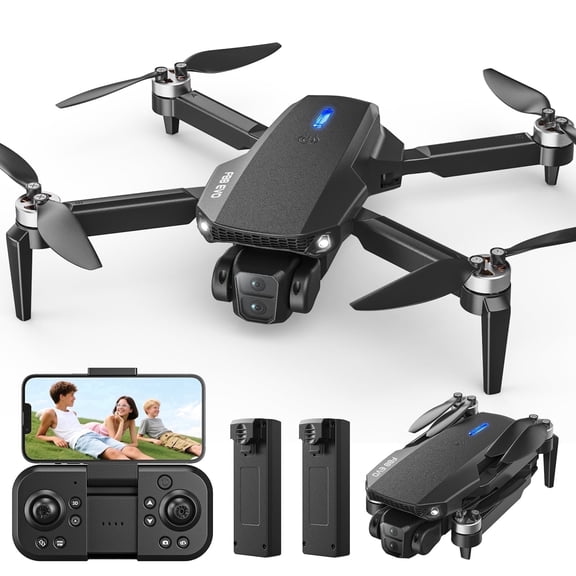 Wefone F88 Drone with Camera for Kids and Adults, Brushless Motor, Gesture Control, Optical Flow Positioning, Foldable Design, 2 Batteries, Black