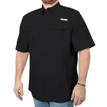 Kings River Men's Short Sleeve Fishing Guide Shirt, Black, Size Large