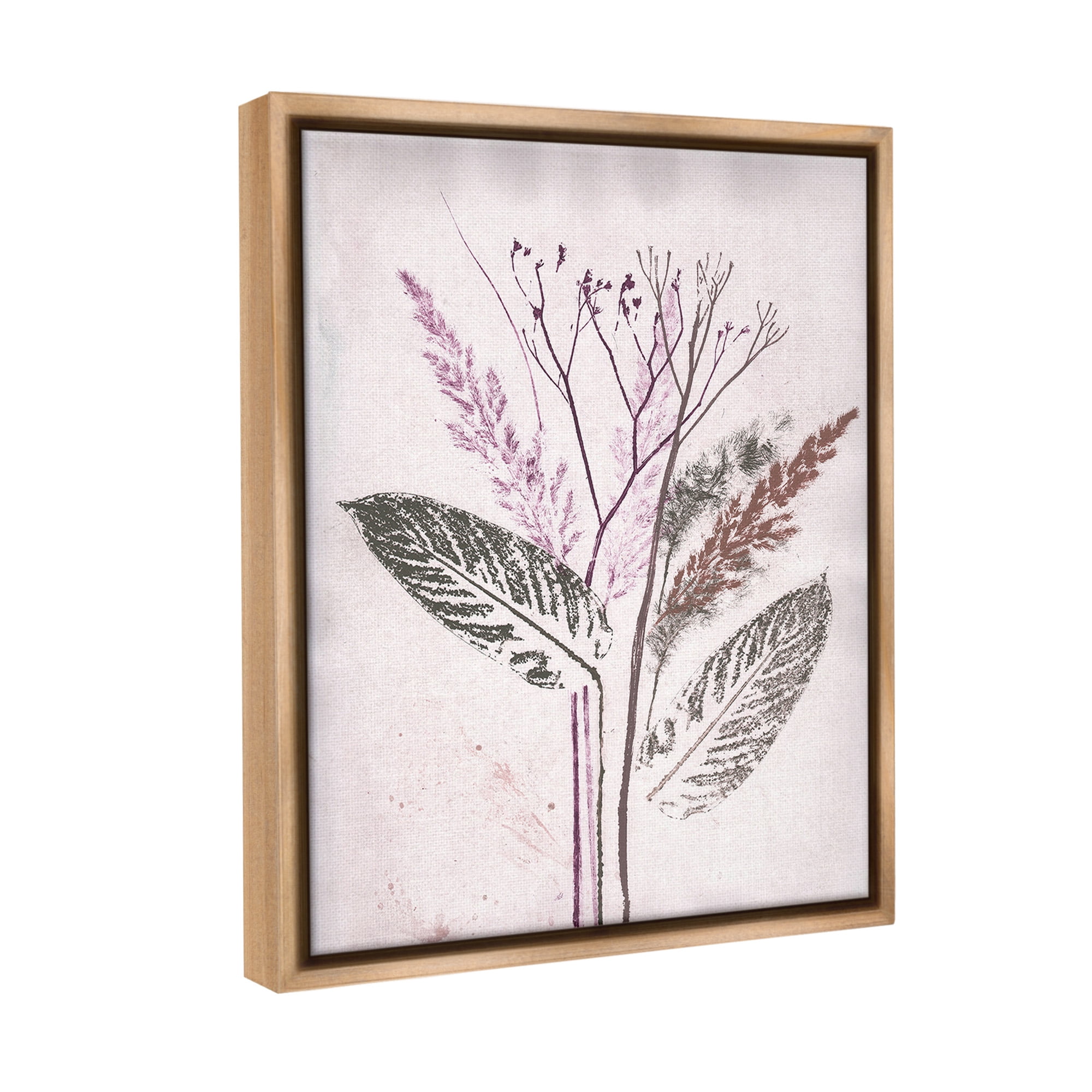 Stupell Industries Botanical Imprint Shapes Botanical & Floral Painting Brown Floater Framed Canvas Art Print Wall Art, 25 x 31