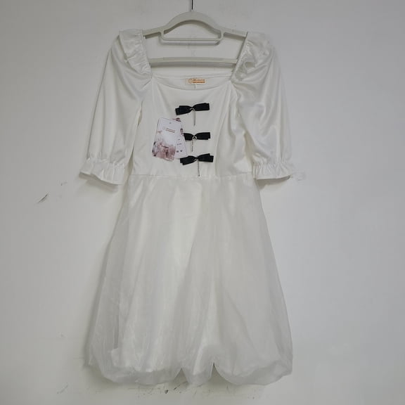 Moxvire Women's Short-Sleeve Casual A-Line Dress, Above-Knee, Made with Soft Knit Fabric, White