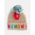 thumbnail image 2 of Holiday Time Women's Ho Ho Ho Beanie Hat, Oatmeal, 2 of 4