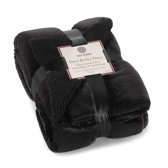 Manta Genteele Sherpa Super Soft de 130 x 150 cm, color negro