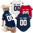 thumbnail image 1 of Camiseta para perros ANTKING, estilo Jersey de Nueva Inglaterra, nombre personalizado, 1 of 7