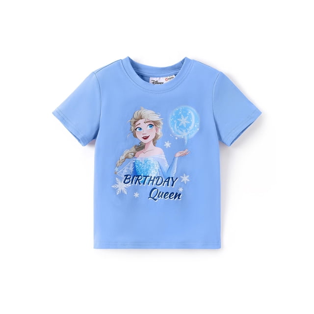 Camiseta Disney Frozen Elsa de algodón para cumpleañeros para niña de 2 a 6 años