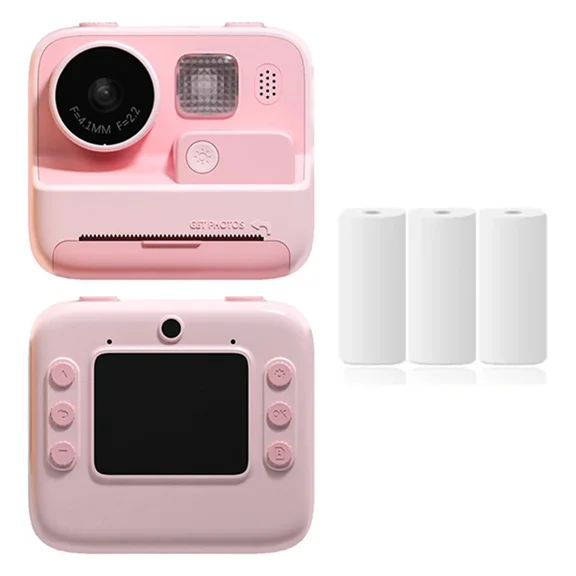 Child Camera Instant Print 2.0in IPS Screen Mini Thermal Printer with Thermal Print Paper 48MP HD 1080P for Girls Boys Aged 3-12