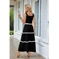 thumbnail image 4 of Women'S Summer 2 Piece Beach Outfit Casual Sleeveless Cropped Tank Top High Waisted Maxi Skirt Set Black XL, 4 of 7