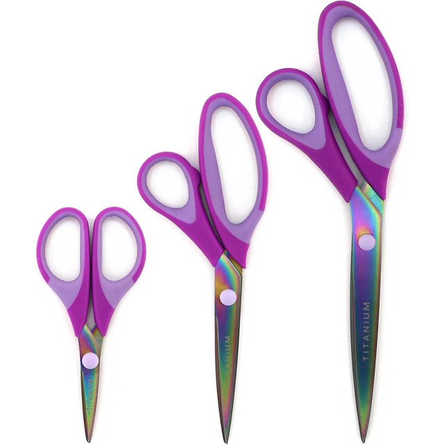 Juego de tijeras de titanio Softgrip compatible con costura, artes, artesanías, oficina-3 juegos de Afortunado Sencillez