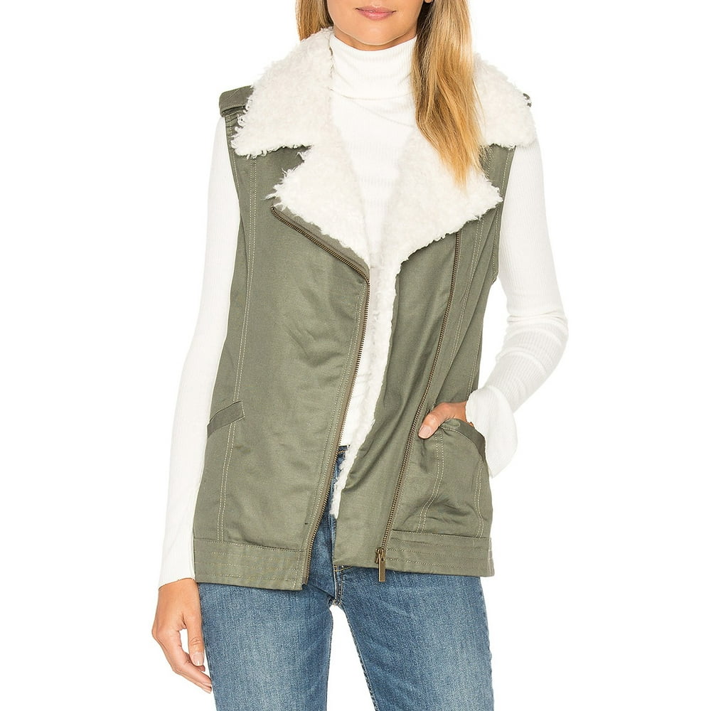 Sanctuary Womens Coat Large Vest Sherpa Fleece Lined L