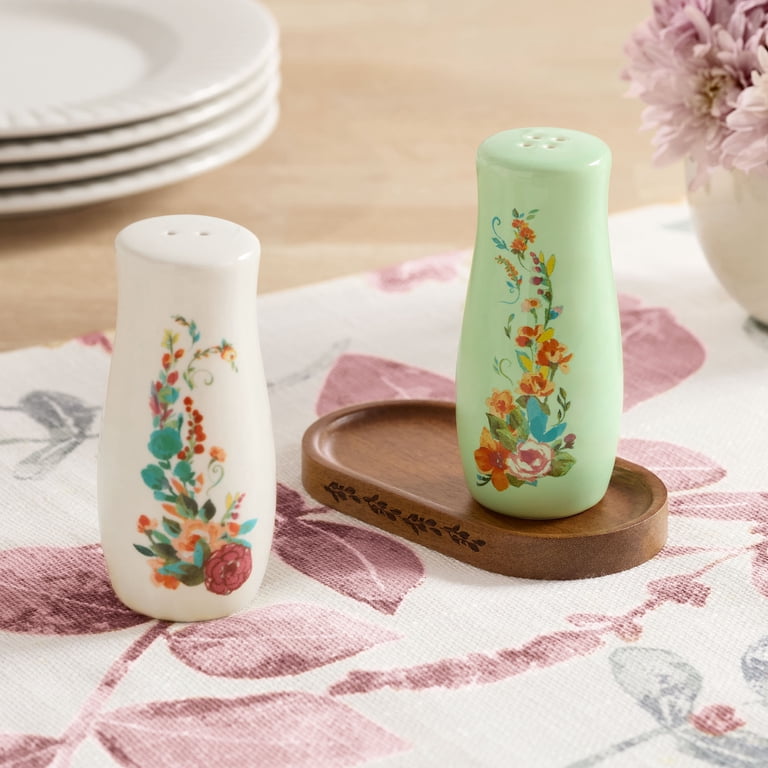 The Pioneer Woman Salt & Pepper Shakers with Acacia Wood Tray