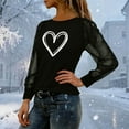 thumbnail image 5 of WXLWZYWL Valentine 's Day Dressy Casaul Tops for Women Heart Print Mesh Long Sleeve Shirts Round Neck Going out Tops, 5 of 6