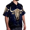 thumbnail image 2 of Taurus Constellation Men's Casual Printed Button Down Short Sleeve Summer Beach Shirt, Unisex, 2 of 6