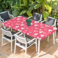 thumbnail image 2 of Valentine's Day Table Cloths for 6 Foot Rectangle Tables, Pink White Love Heart Patio Waterproof Elastic Fitted Tablecloths, Washable Rectangular Table Cover for Camping, 2 of 8