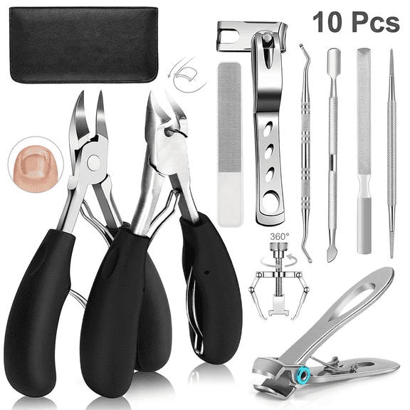 Tcwhniev 10Pcs Toe Nail Clippers Podiatrist Toenail Clippers for Thick Nails and Ingrown Toenails for Adult and Seniors
