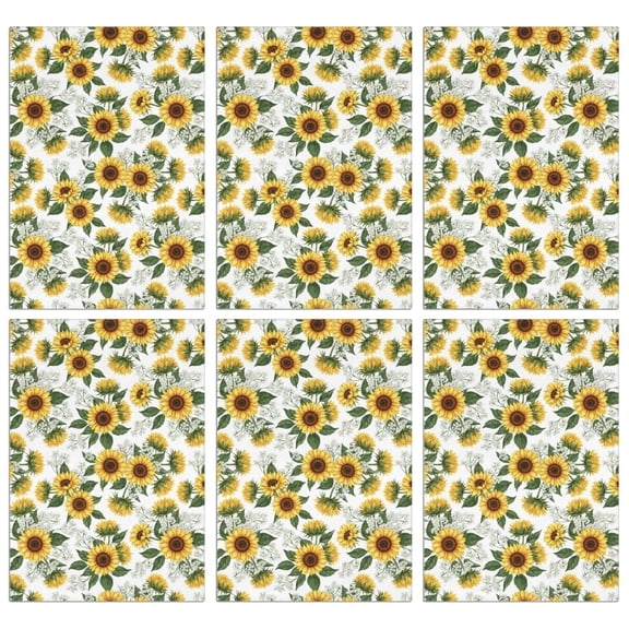 6 Pcs Sunflower and Flower White Pattern Funny Kitchen Towels, Microfiber Dish Towels, Kitchen Tea Towels Set 18" X 26"