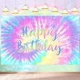thumbnail image 3 of Rainbow Backdrop for Happy Birthday 7X5FT Macaron Pastel Colorful Birthday Photography Background Tie Dye Theme Party Supplies Children Women Girls Sweet 16th Birthday Cake Table Decoration Banner, 3 of 10