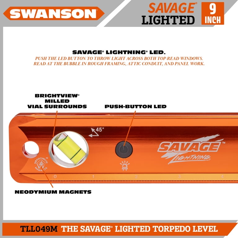 Swanson Savage 9" Lighted Magnetic Torpedo Level photo 4