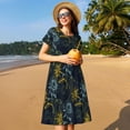 thumbnail image 4 of Vsdgher Tournesols pour Femmes Été 2025 Robes Midi Décontractées Légères Manches Courtes Col Rond Robe de Plage, 4 of 6