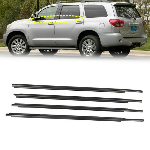 4Pcs Car Window Exterior Trim Strips Seal Weatherstrips Fit for Toyota Sequoia 2008-2020