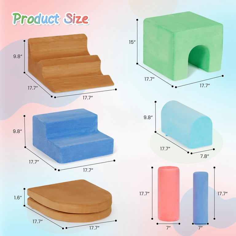 Naipo 8-Piece 3D Foam Climbing Blocks, Colorful Indoor Playground photo 4