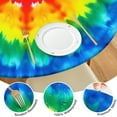 thumbnail image 4 of Colorful Rainbow Tie Dye Spiral Pattern Round Fitted Tablecloth with Elastic Edge,Dining Table Cover Waterproof,Outdoor Round Tablecloth for Camping,Dining,Indoor and Outdoor, 4 of 7