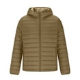 thumbnail image 4 of Mens Packable Puffer Jacket Lightweight Winter Hooded Coat Windproof Zipper down Outerwear with Pocket New Open Front Outerwear for Men Khaki S, 4 of 9