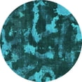 thumbnail image 1 of Ahgly Company Machine Washable Indoor Round Abstract Turquoise Blue Modern Area Rugs, 3' Round, 1 of 4