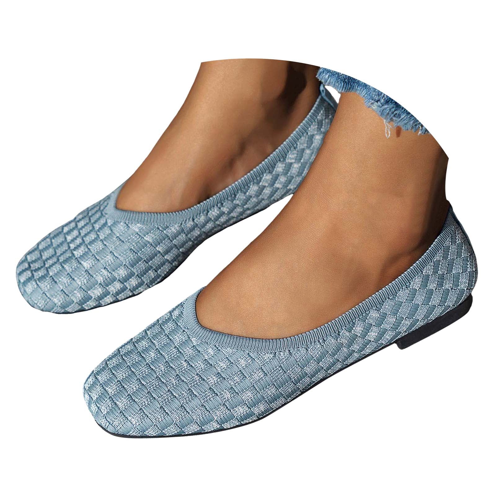 Ballerines Femme Petit Talon Confortable - Chaussures Plates Bout Fermé Pied Large Antidérapant Maille Respirante