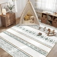 thumbnail image 2 of KoshiMe Area Rugs 5'x7', Low Pile Non-Slip Washable Rug for Living Room, Soft Boho Moroccan Neutral Geometric Indoor Rug for Bedroom Dining Room Office, Green, 2 of 9