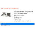 thumbnail image 2 of Front Brake Pad Set - Compatible with 2013 - 2017 Buick Encore 2014 2015 2016, 2 of 2