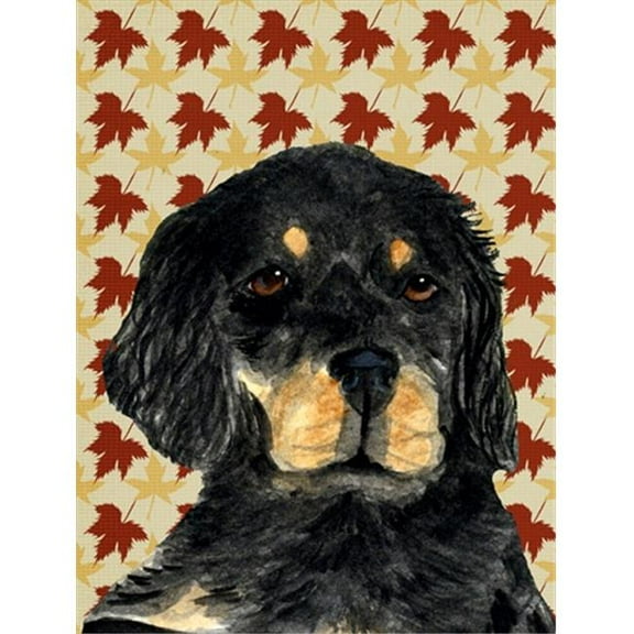 15 x 15 in. Gordon Setter Fall Leaves Portrait Flag Garden Size