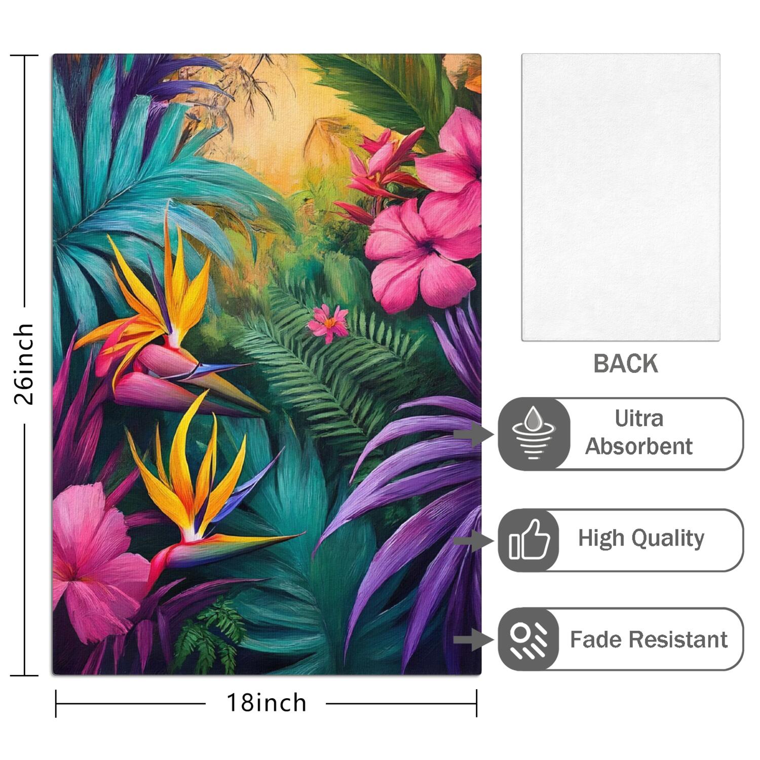 6 Pcs Funny Kitchen Towels,Colorful Tropical Leaf Pattern Microfiber Dish Towels,Kitchen Tea Towels,Kitchen Towel Set (18" X 26")