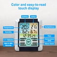 thumbnail image 4 of TFixol Indoor Outdoor Temperature Humidity Meter Color Touchable Screen with Backlight Time Alarm Snooze Function Household Desktop Multifunction Temperature Humidity Meter ℃ ℉ Switch History Data Vie, 4 of 7