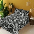 thumbnail image 2 of Ambesonne Flowers Vintage Fitted & Flat Sheet with Sham 3 Pcs Set, Bohemian Garden Art, Twin, Charcoal Grey White, 2 of 5