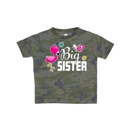 

Inktastic Big Sister with Flamingo and Flowers Gift Toddler Toddler Girl T-Shirt