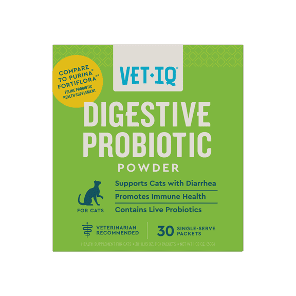 VetIQ Probiotic Cat Powder Supplement for Digestive Health, 30 Packets