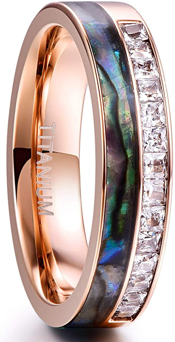 50pcs Abalone Shell Stainless Steel Rings Natural Shellfish Fashion Jewelry 