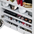 thumbnail image 4 of Hassch Lockable Jewelry Armoire Cabinet with Mirror, Wall Mounted Jewelry Cabinet with 8 Blue LED Lights & 2 Drawers, White, 4 of 7