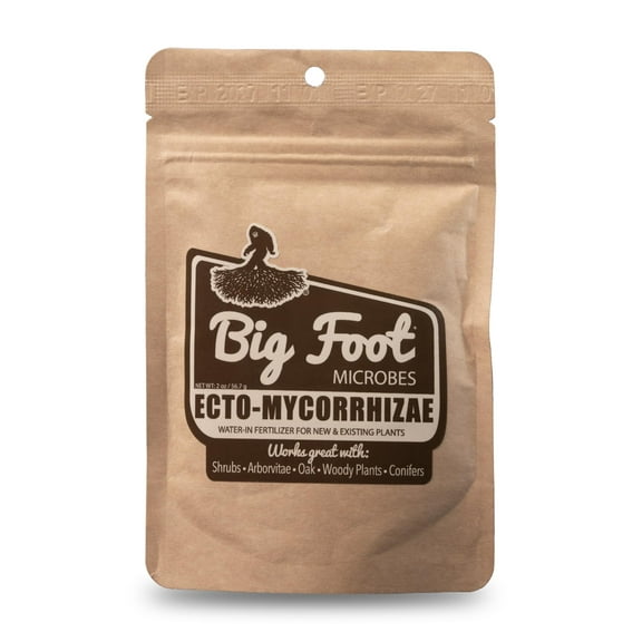 Big Foot Ecto Mycorrhizae Water Soluble Powder for WOODY PLANTS - Shrubs, Arborvitae, Oak, Conifers, Christmas Trees - 2 Ounces