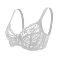 thumbnail image 2 of Dagegui Womens Bra 42C Women's Lace Bras Plus Size Underwire Gathering Underwear Adjustable Strap High Support Push Up Bra White, 2 of 5